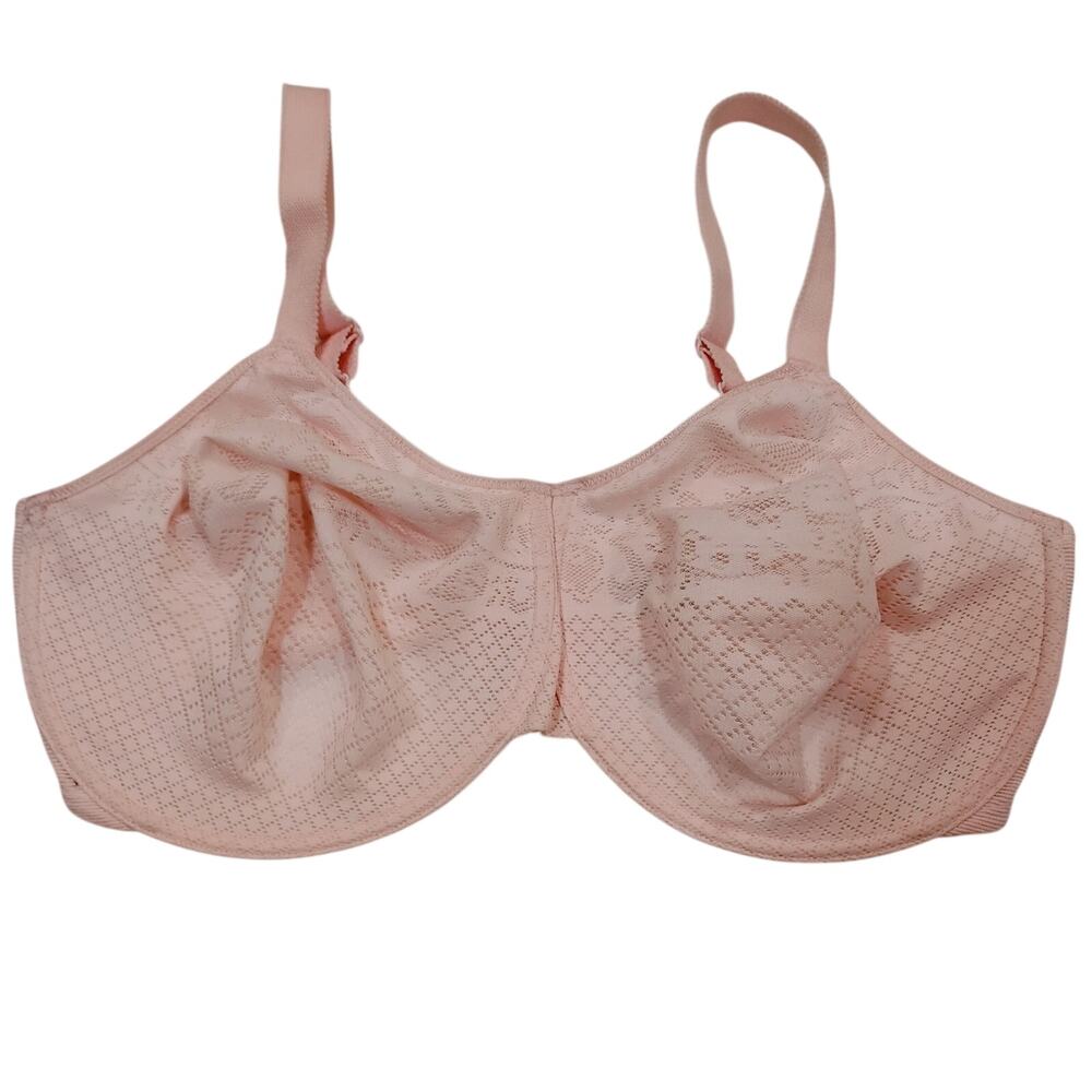 Wacoal US 40H 857210 Lace SoftPink Underwire Bra Breathable Rear Closure Unlined